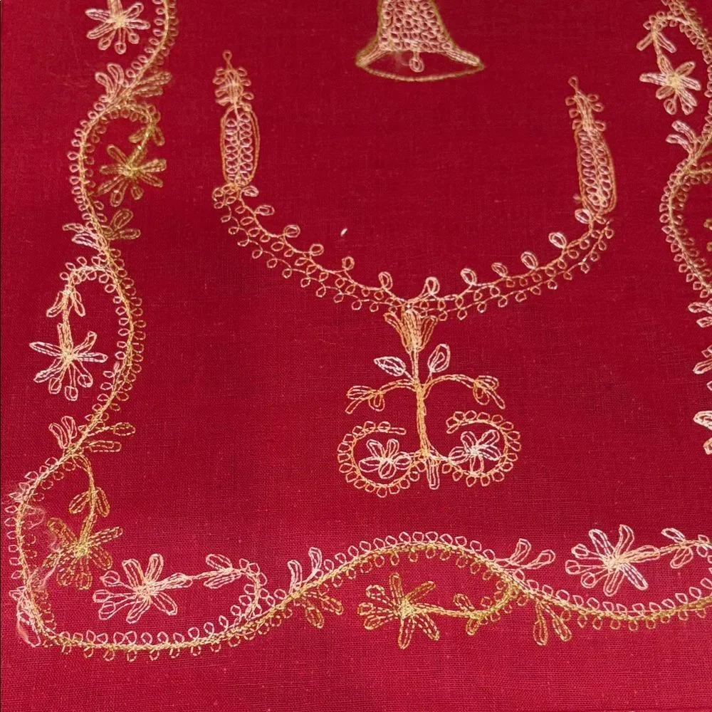 Elegant Red Embroidered Table Runner Set